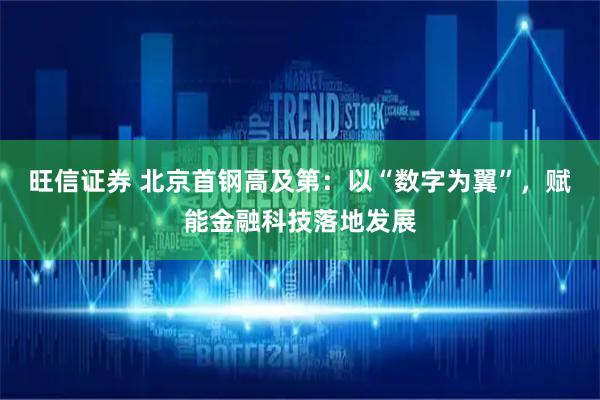 旺信证券 北京首钢高及第：以“数字为翼”，赋能金融科技落地发展